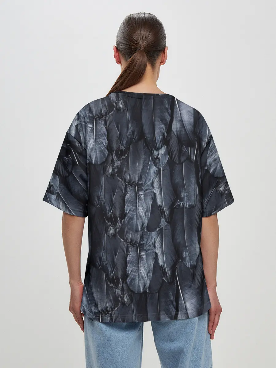 Женская футболка оверсайз / Черный Ворон