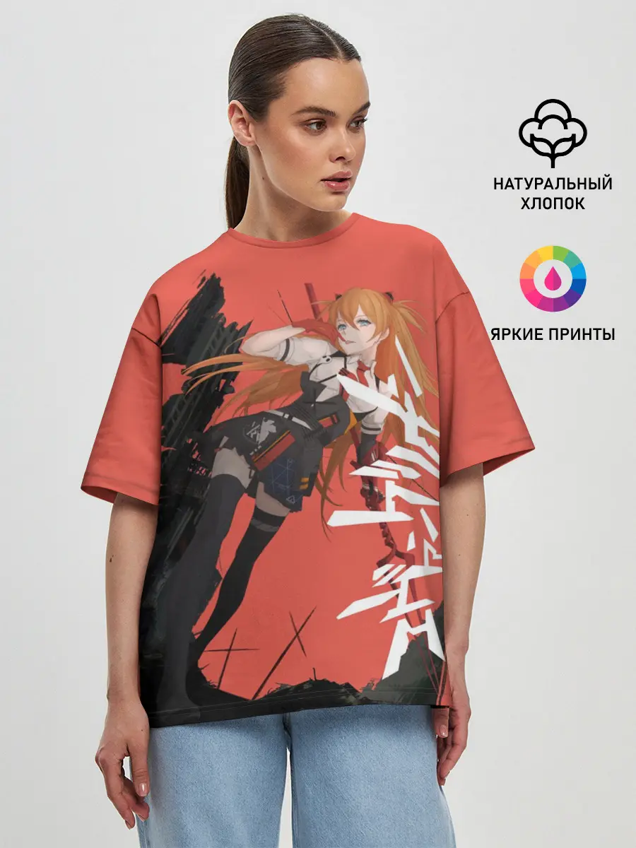 Женская футболка оверсайз / Evangelion Asuka Langley