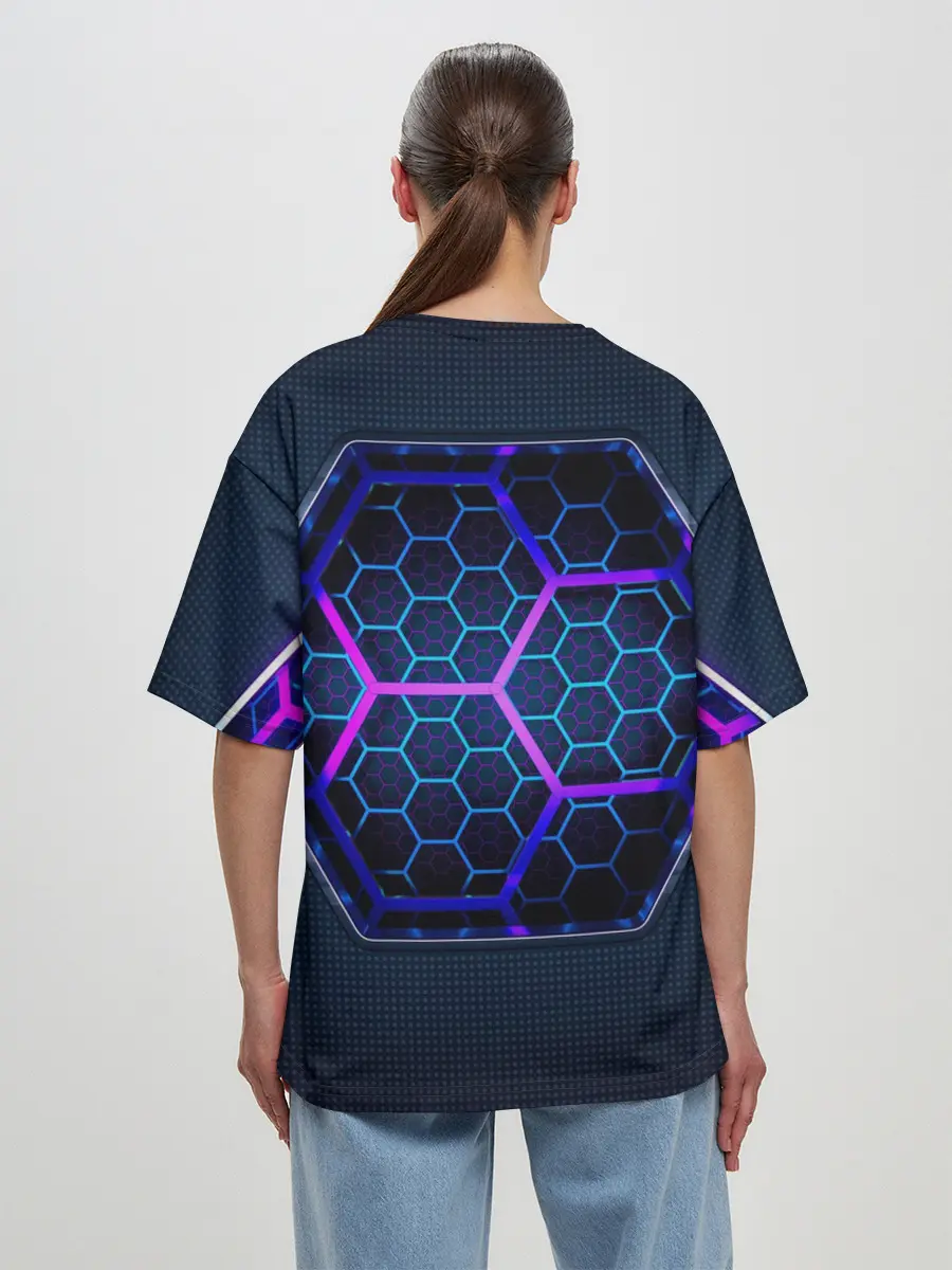 Женская футболка оверсайз / Цветные соты 3D