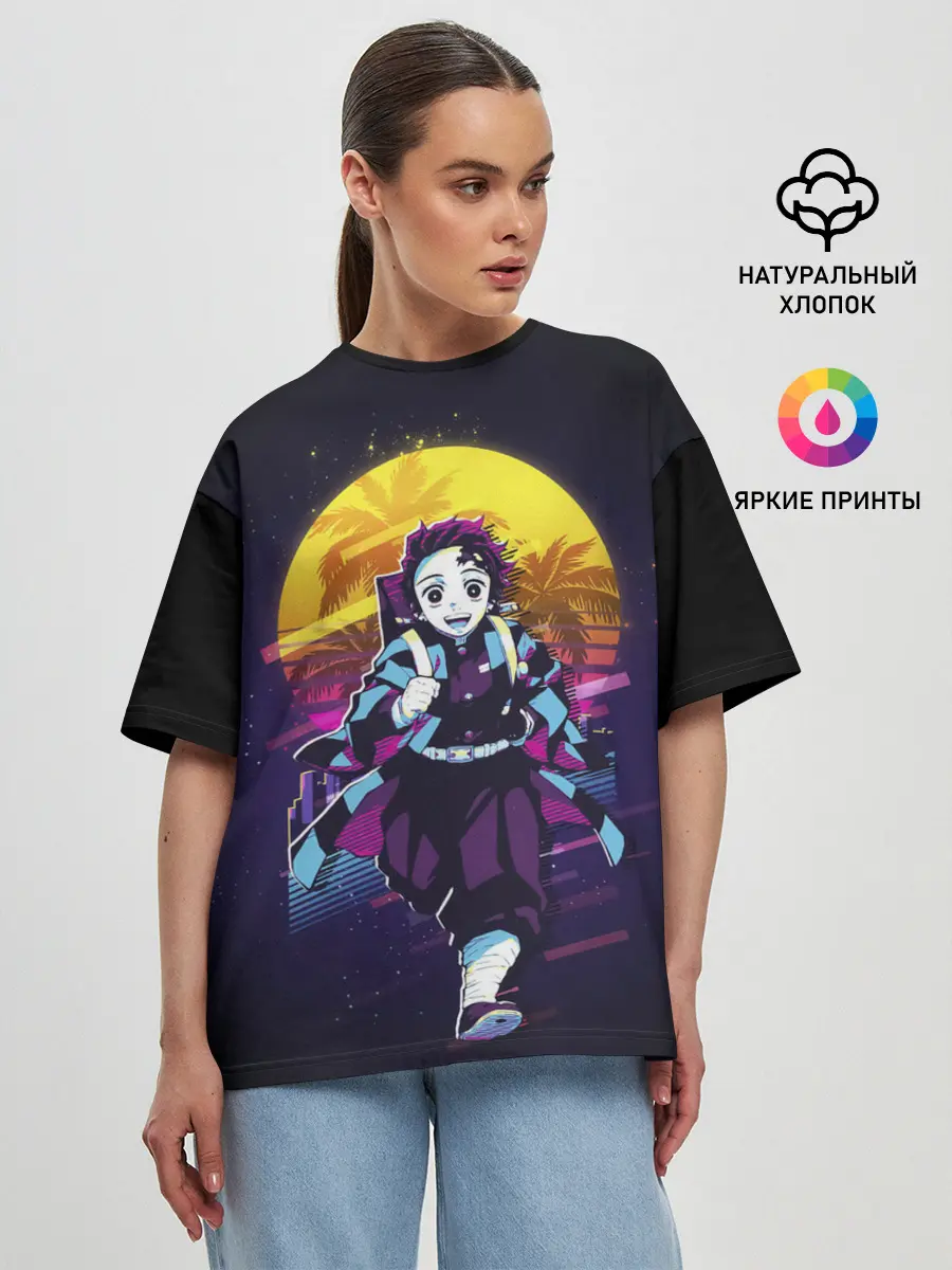 Женская футболка оверсайз / Танджиро Камадо Kimetsu no Yaiba