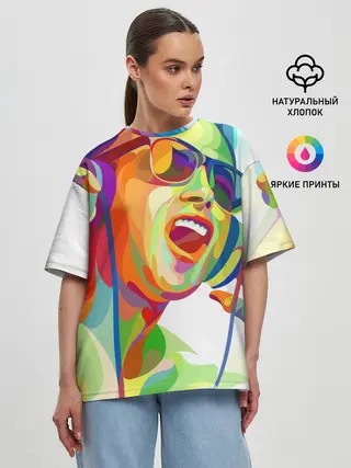 Женская футболка оверсайз / Слушаем Музыку