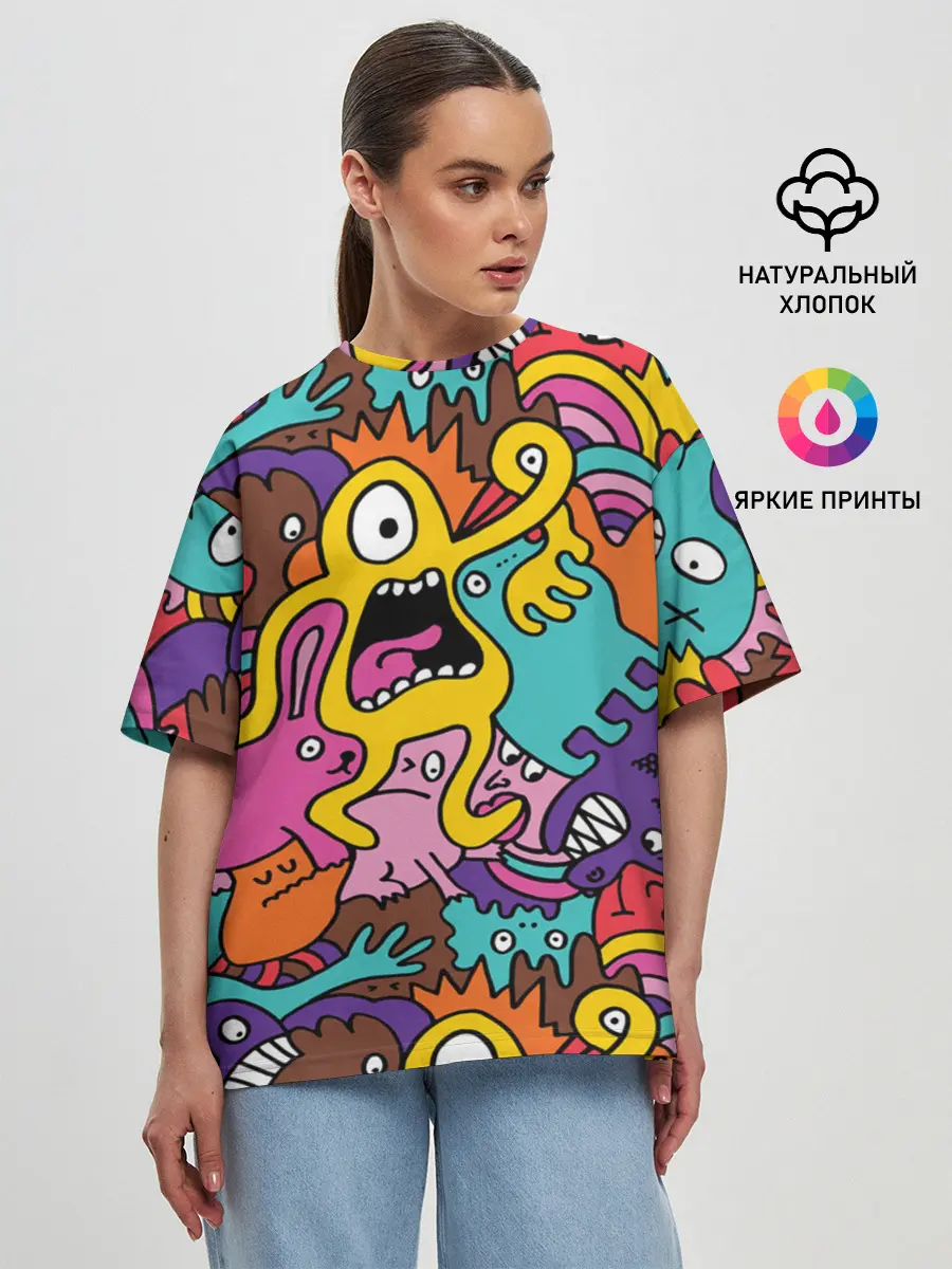 Женская футболка оверсайз / crazy abstraction