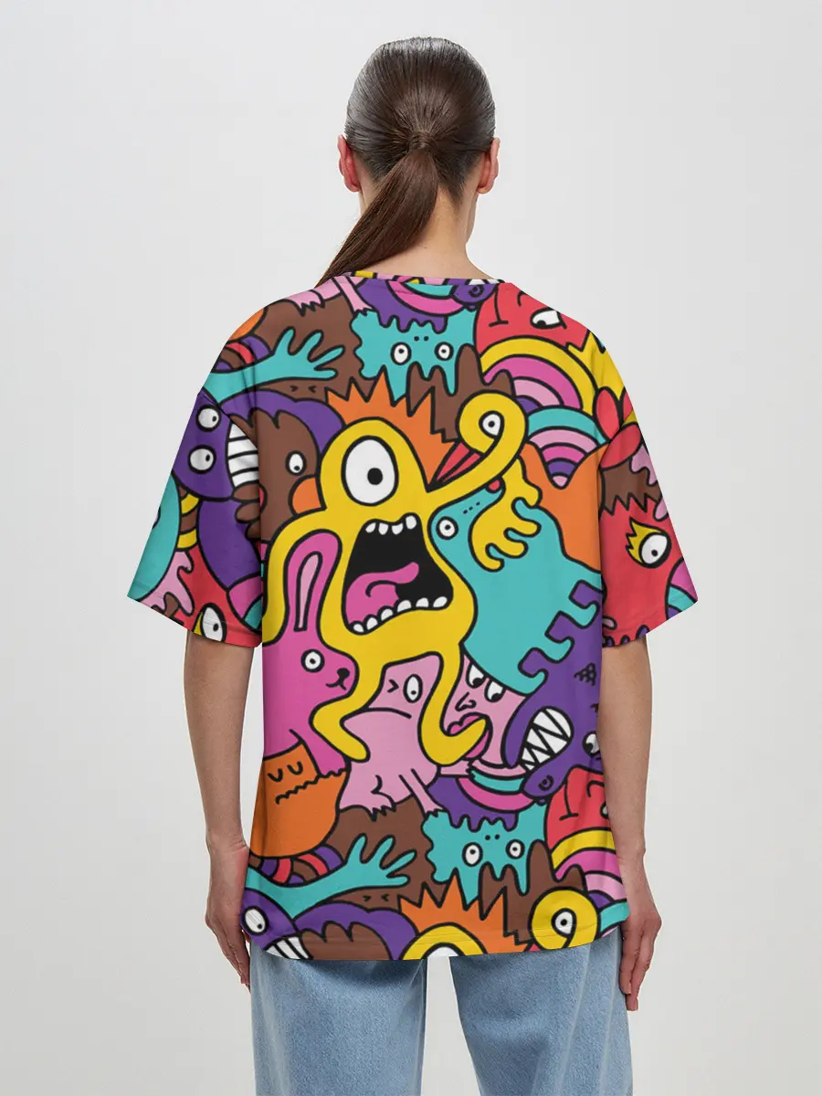 Женская футболка оверсайз / crazy abstraction