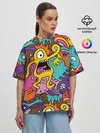 Женская футболка оверсайз / crazy abstraction
