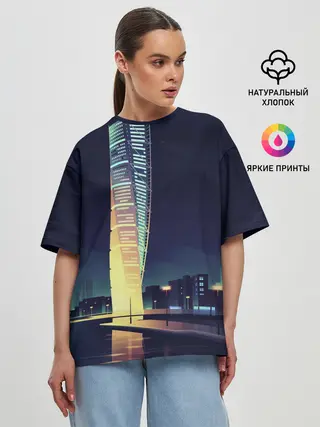 Женская футболка оверсайз / Ночной Город