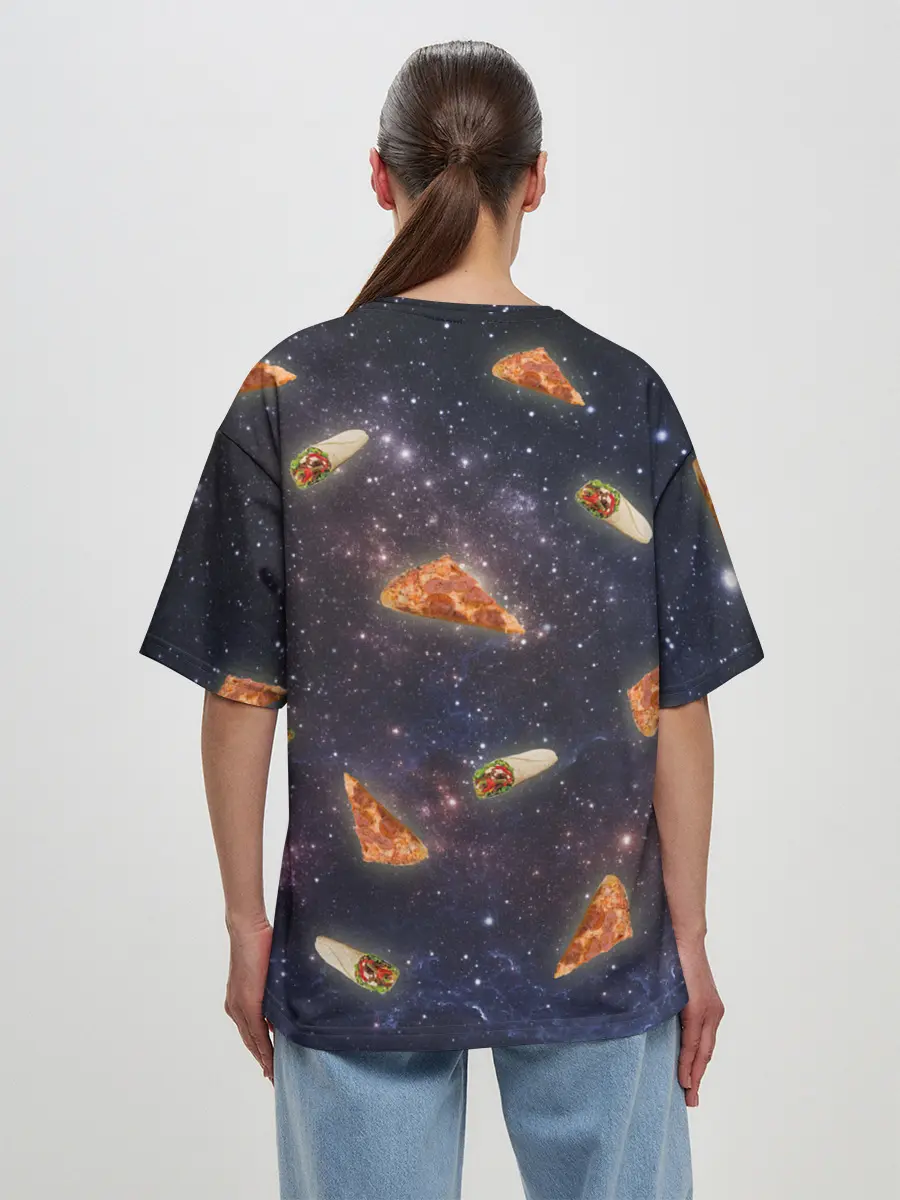 Женская футболка оверсайз / Котик в космосе
