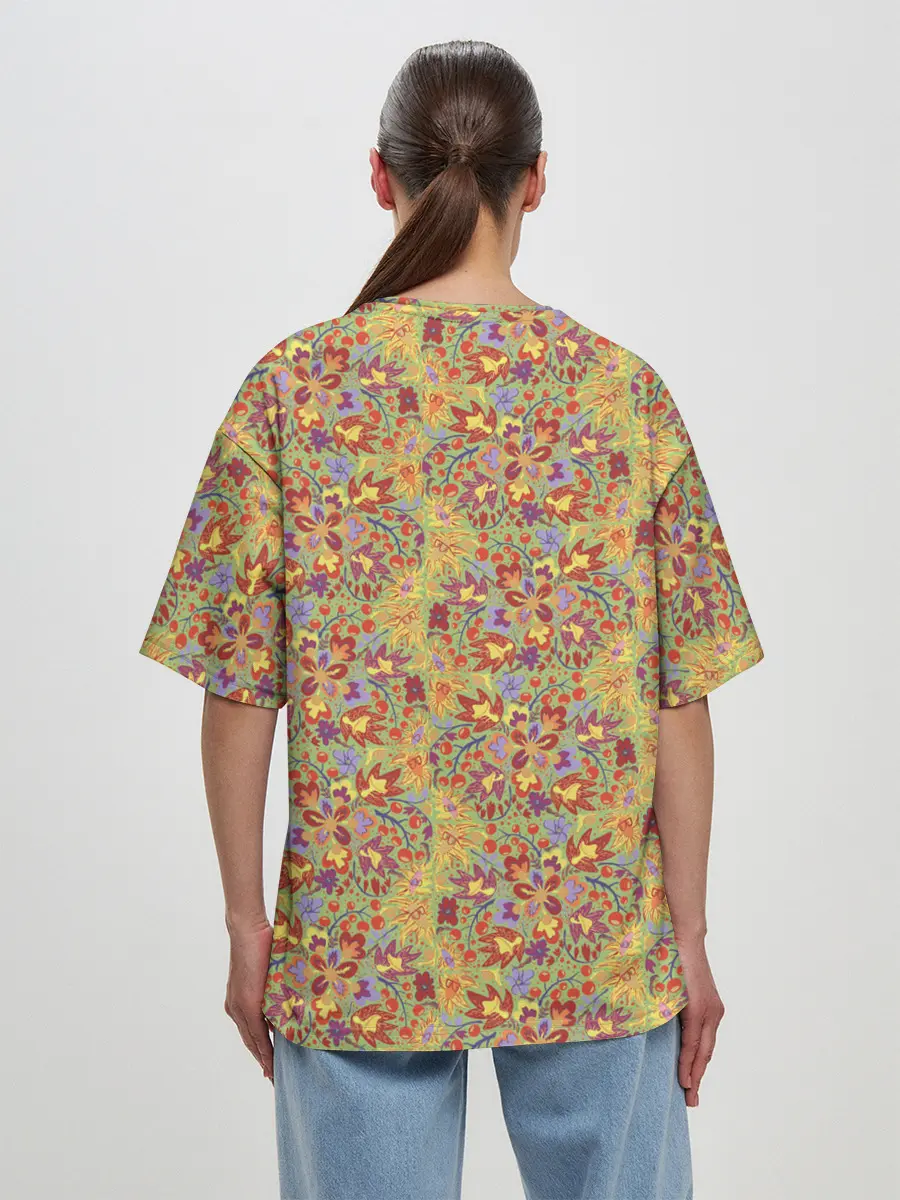 Женская футболка оверсайз / Волшебный лес.