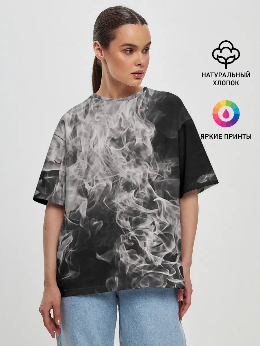 Женская футболка оверсайз / Fire and Smoke