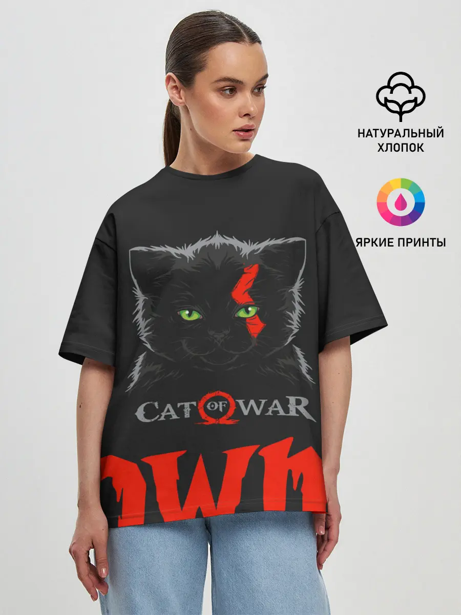 Женская футболка оверсайз / Cat of war