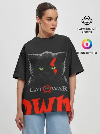 Женская футболка оверсайз / Cat of war