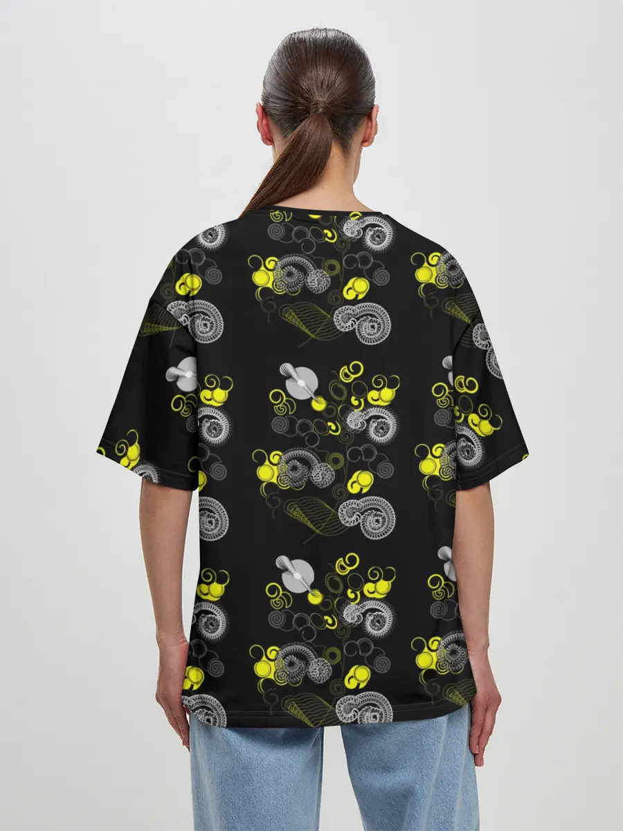 Женская футболка оверсайз / неоновая абстракция