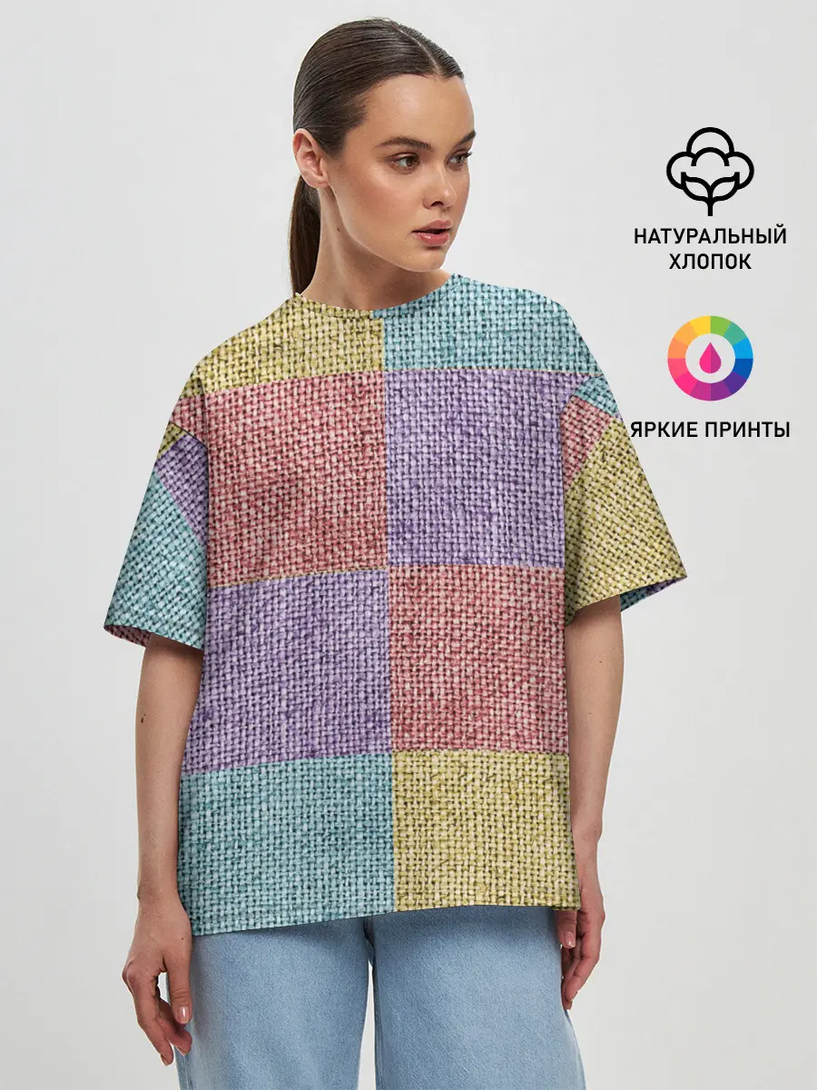 Женская футболка оверсайз / Patchwork