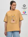 Женская футболка оверсайз / РЫЖИЙ КОТ ТОЛСТЯК