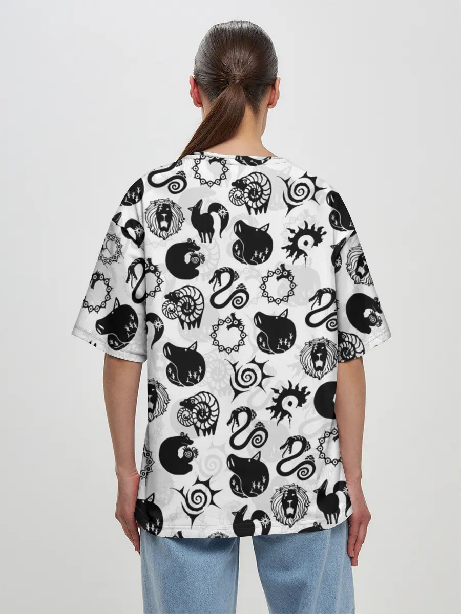 Женская футболка оверсайз / 7 СМЕРТНЫХ ГРЕХОВ СИМВОЛЫ