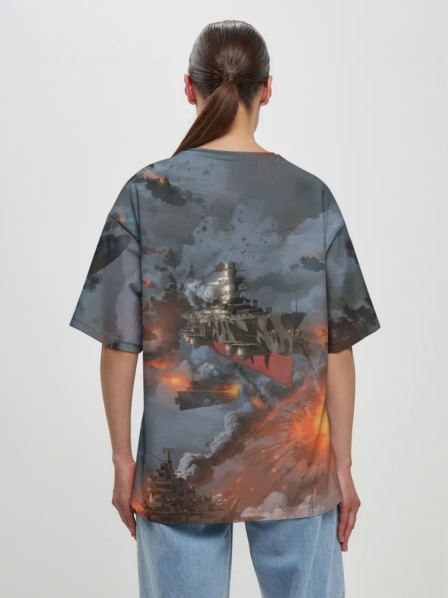 Женская футболка оверсайз / Стимпанк бой | Steampunk Ship