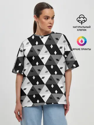 Женская футболка оверсайз / Абстрактные кубики