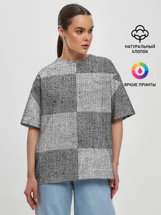 Женская футболка оверсайз / Denim Patchwork