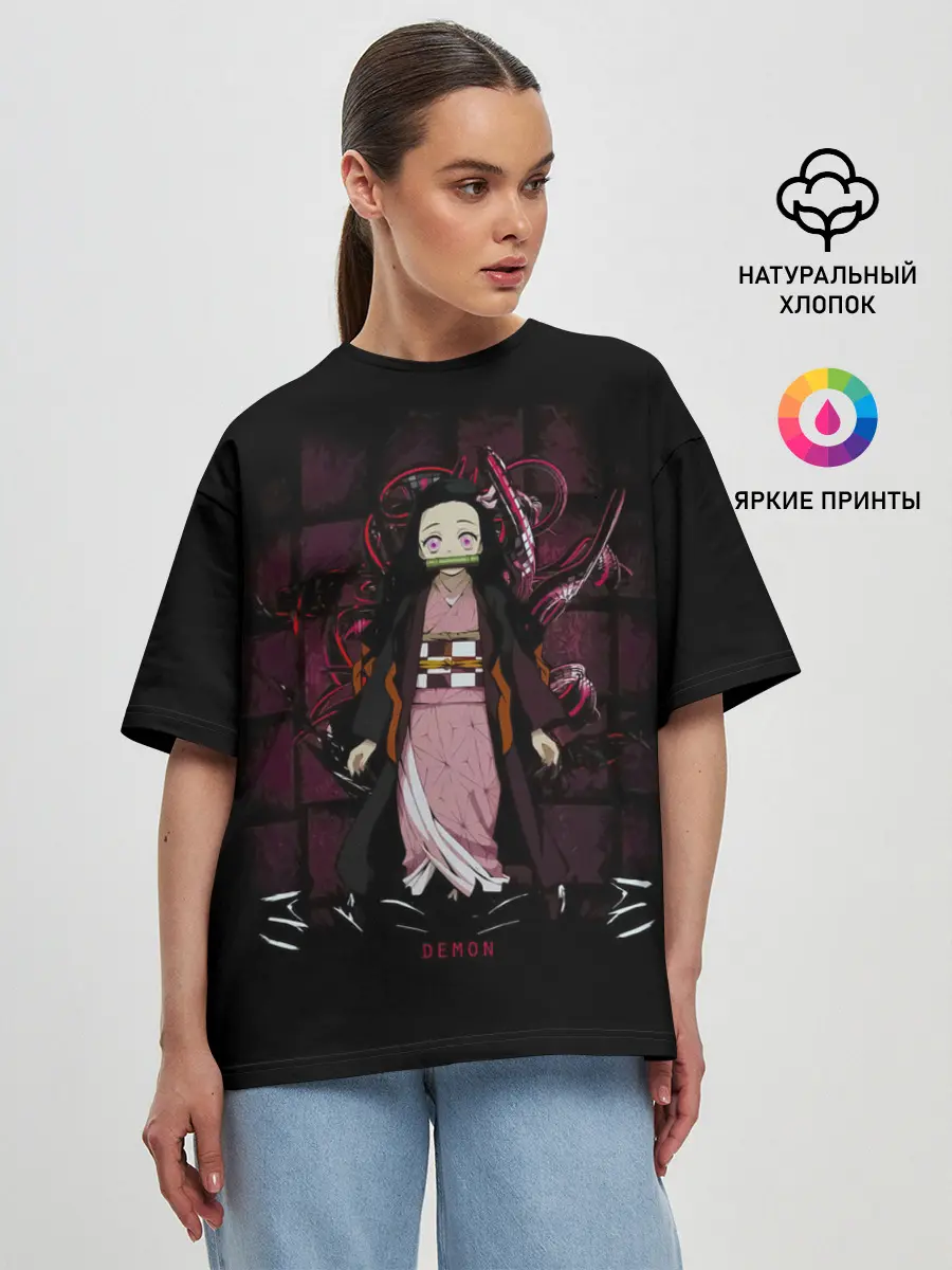 Женская футболка оверсайз / Nezuko Kamado Kimetsu no Yaiba