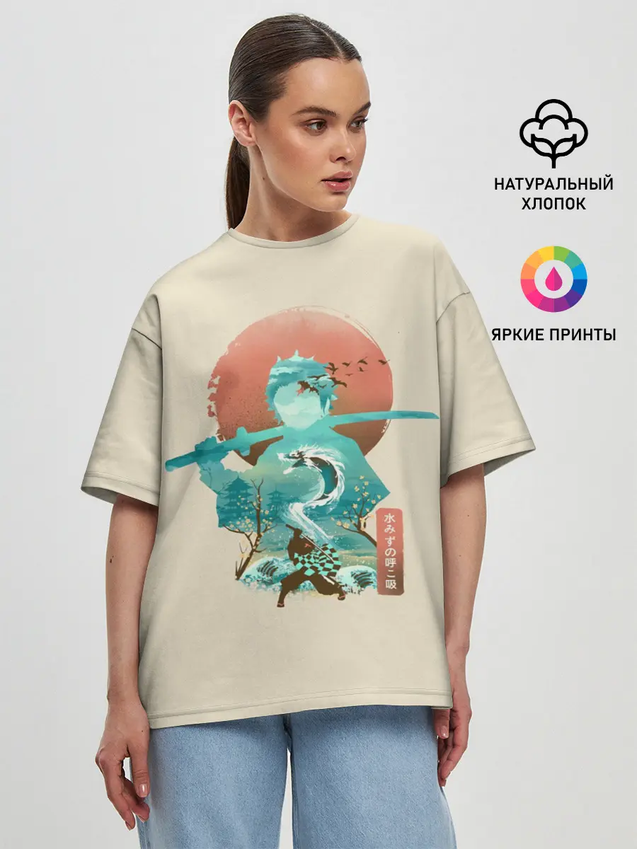 Женская футболка оверсайз / Demon Slayer. Tanjiro