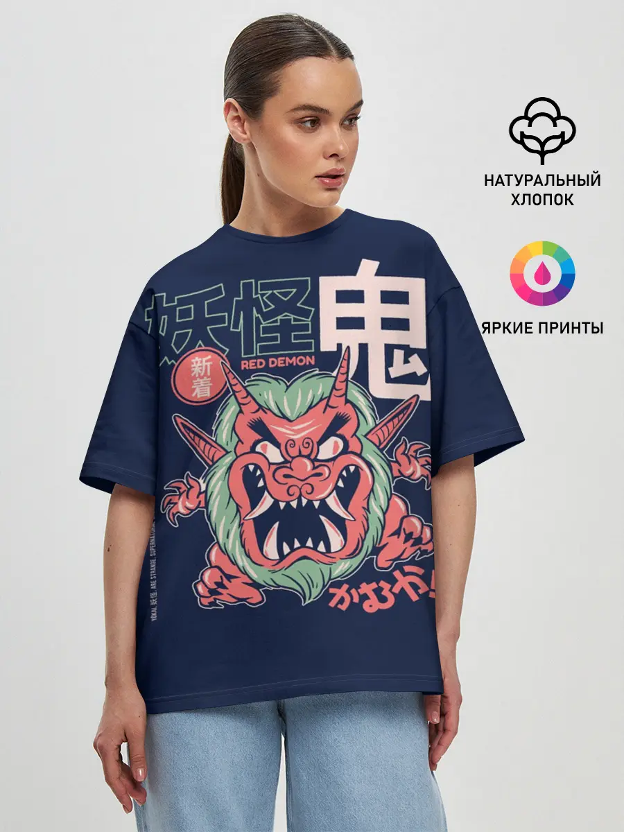 Женская футболка оверсайз / Anime Oni Demon Yokai
