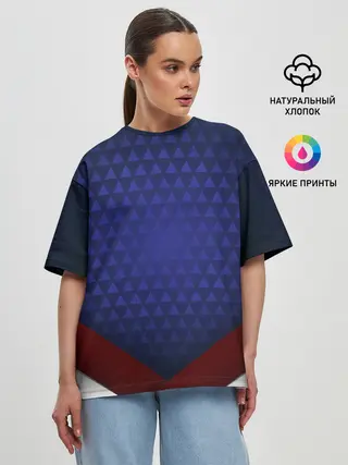 Женская футболка оверсайз / Blue abstract
