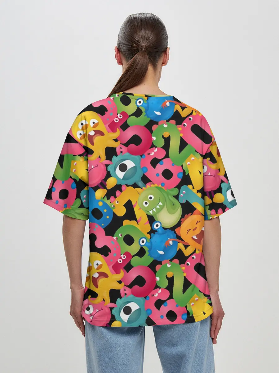 Женская футболка оверсайз / Monstry с цифрами