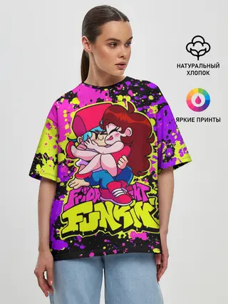 Женская футболка оверсайз / Парень и Девушка Friday Night