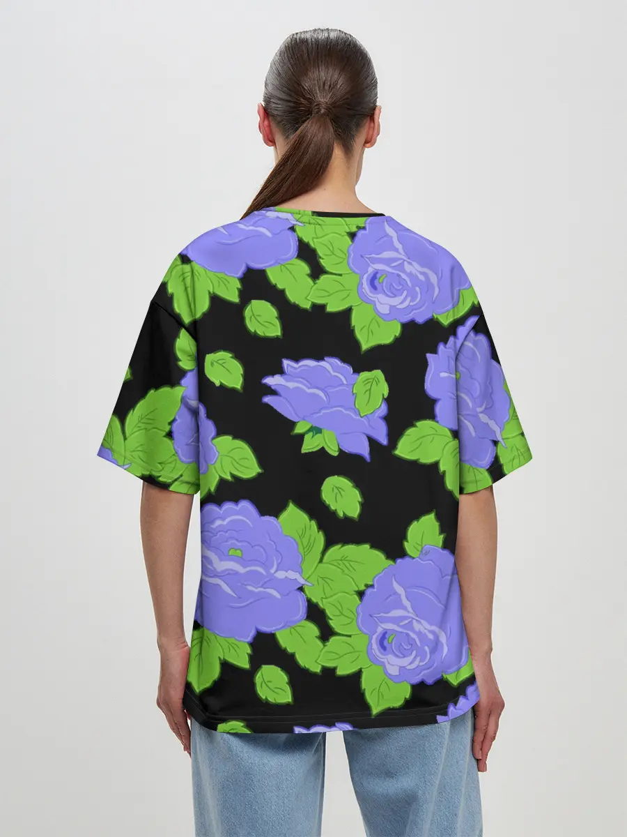 Женская футболка оверсайз / Синие розы