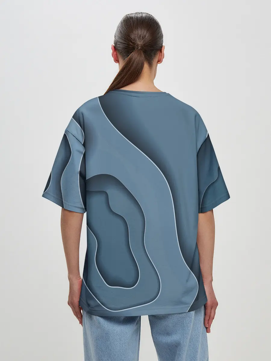 Женская футболка оверсайз / Абстракция бумажные волны