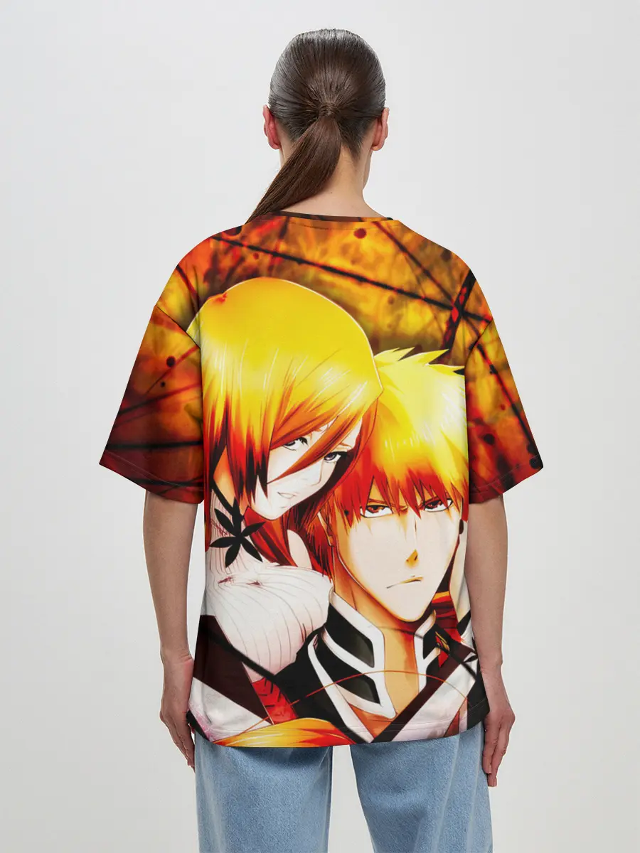 Женская футболка оверсайз / Ичиго Куросаки и Орихиме Иноуэ