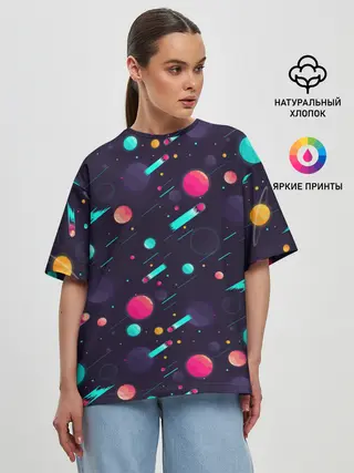 Женская футболка оверсайз / Космические движения комет