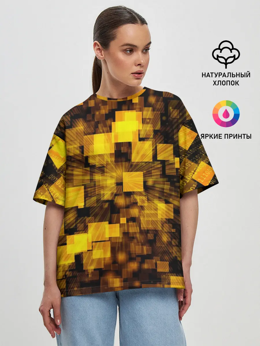 Женская футболка оверсайз / Неоновый взрыв