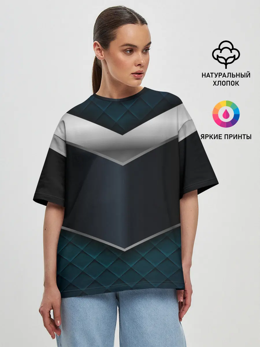 Женская футболка оверсайз / 3D dark metal