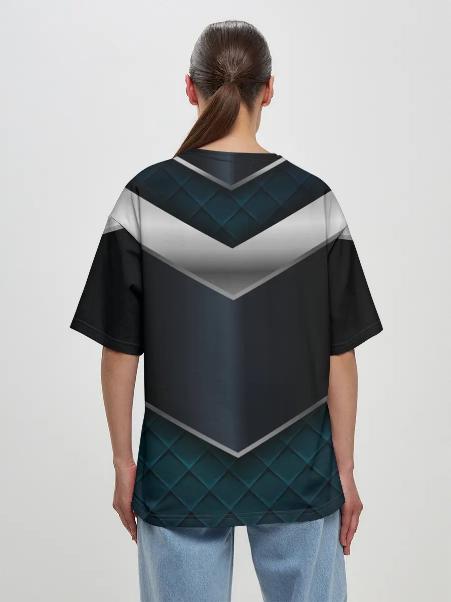 Женская футболка оверсайз / 3D dark metal