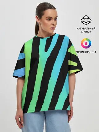 Женская футболка оверсайз / Радужная зебра