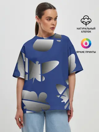 Женская футболка оверсайз / градиентные бабочки