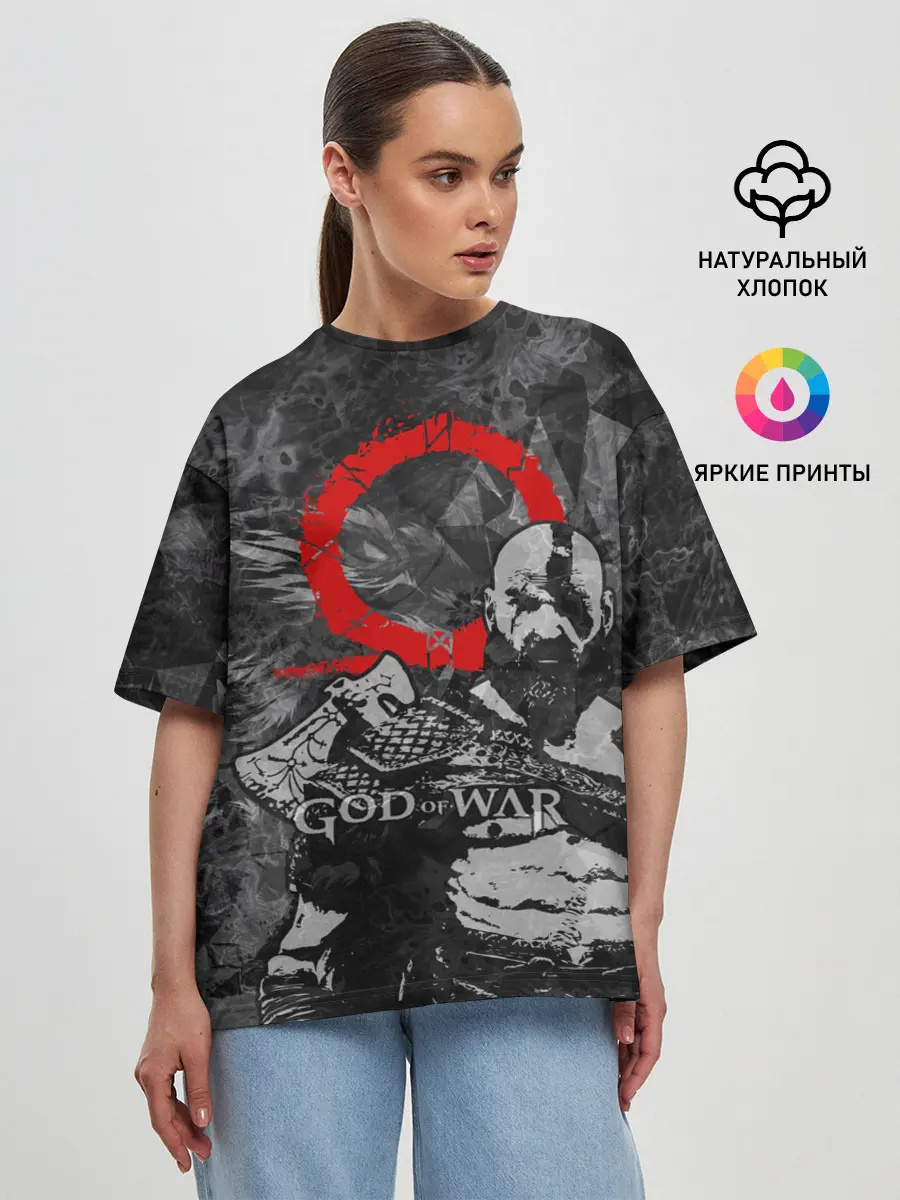 Женская футболка оверсайз / GOD OF WAR : KRATOS