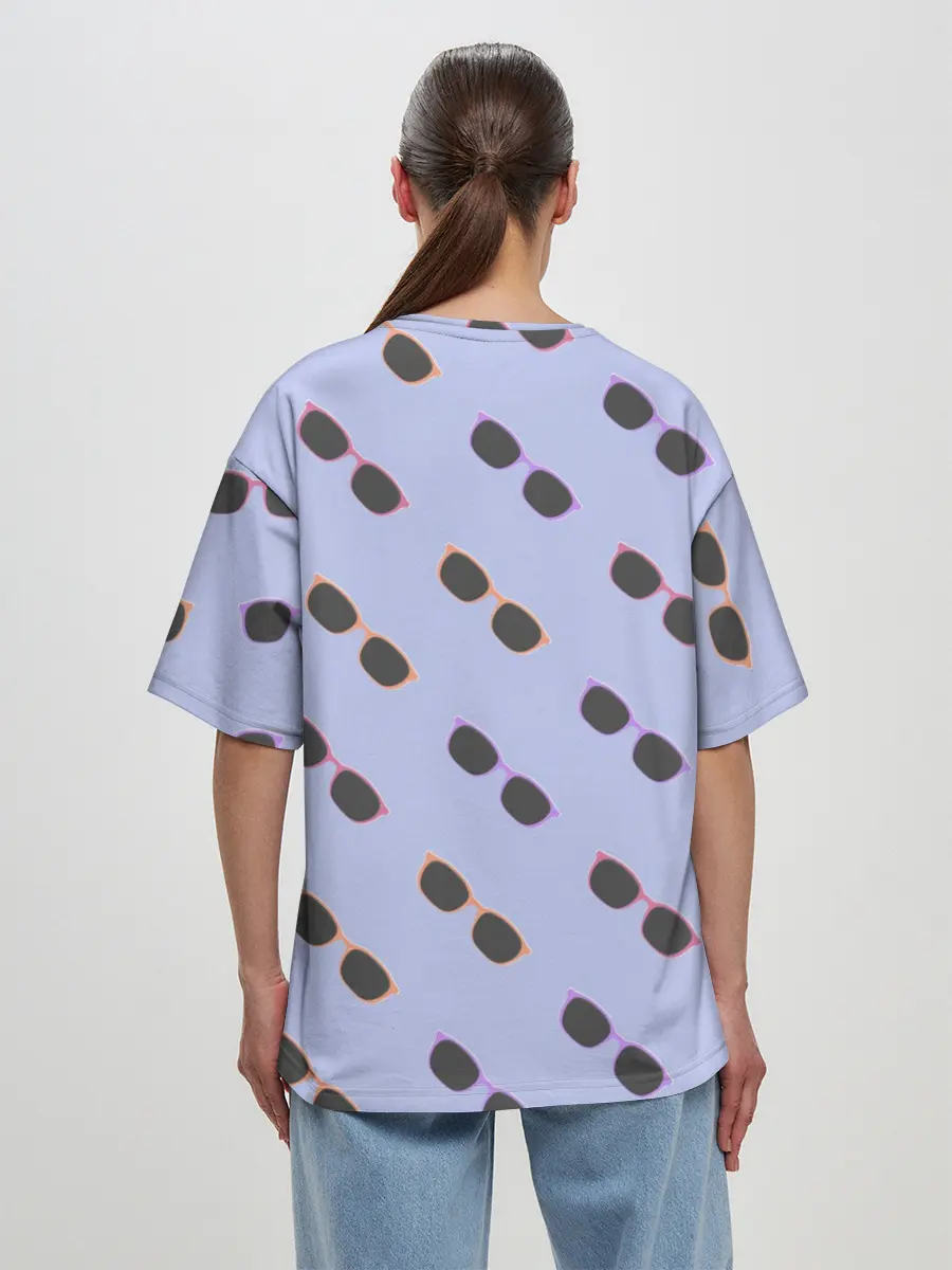 Женская футболка оверсайз / Разноцветные очки