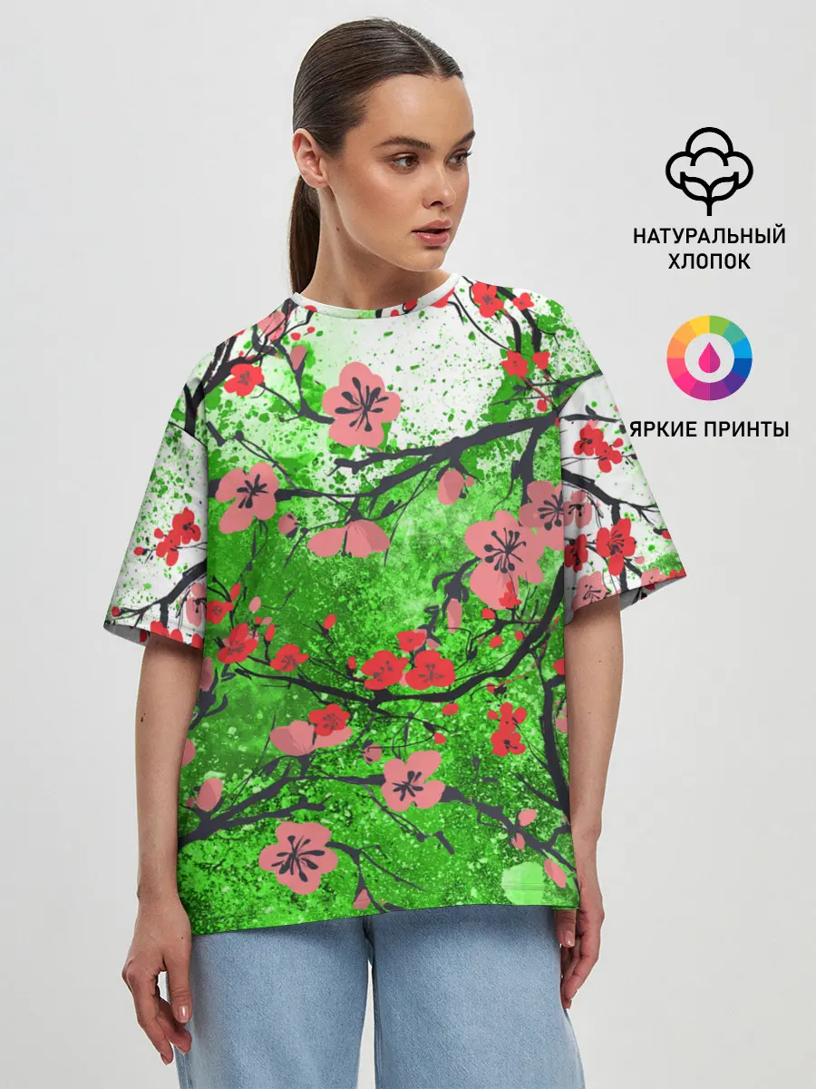 Женская футболка оверсайз / Сакура | Sakura