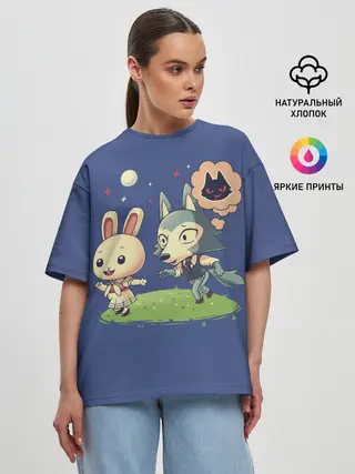Женская футболка оверсайз / Зайка и волчек | Beastars