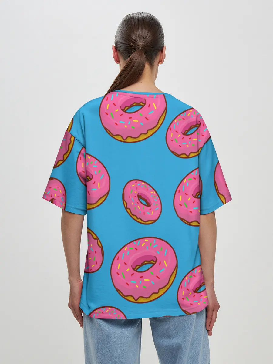 Женская футболка оверсайз / Пончики