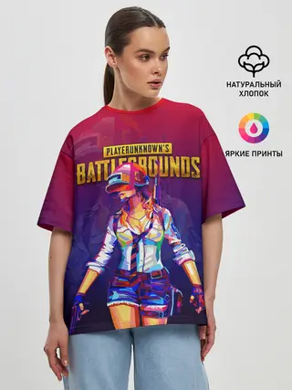Женская футболка оверсайз / PUBG GIRL / ПАБГ ДЕВУШКА