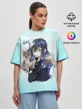 Женская футболка оверсайз / Иноске Хашибира Kimetsu no Yaiba