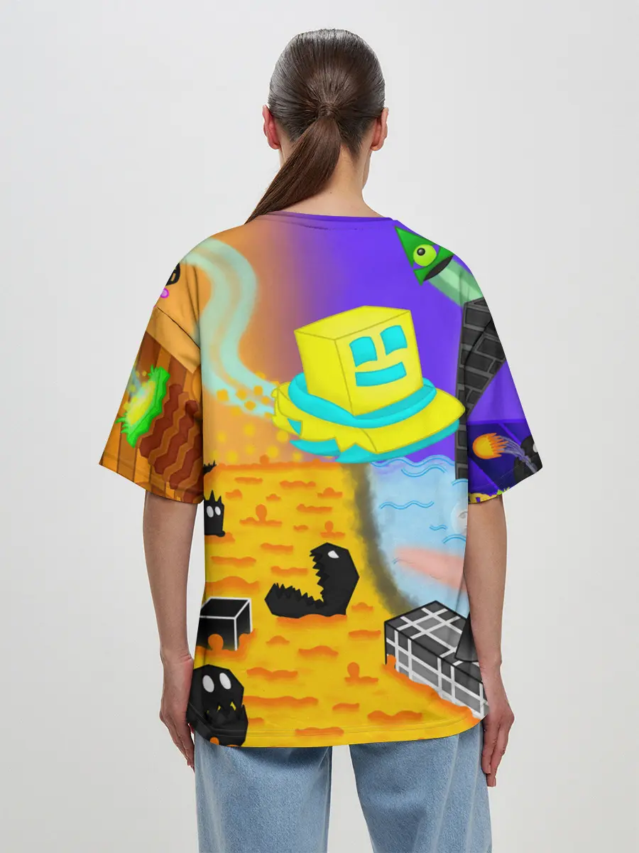 Женская футболка оверсайз / Geometry Dash | RobTop