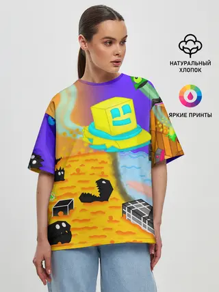 Женская футболка оверсайз / Geometry Dash | RobTop