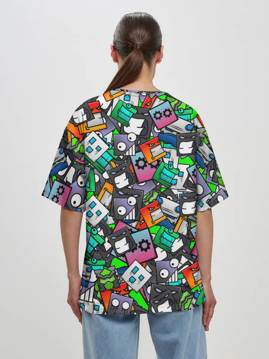Женская футболка оверсайз / Geometry Dash | Pattern