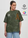 Женская футболка оверсайз / ПОБЕДНЫЙ КАМУФЛЯЖ С ЛЕНТОЙ
