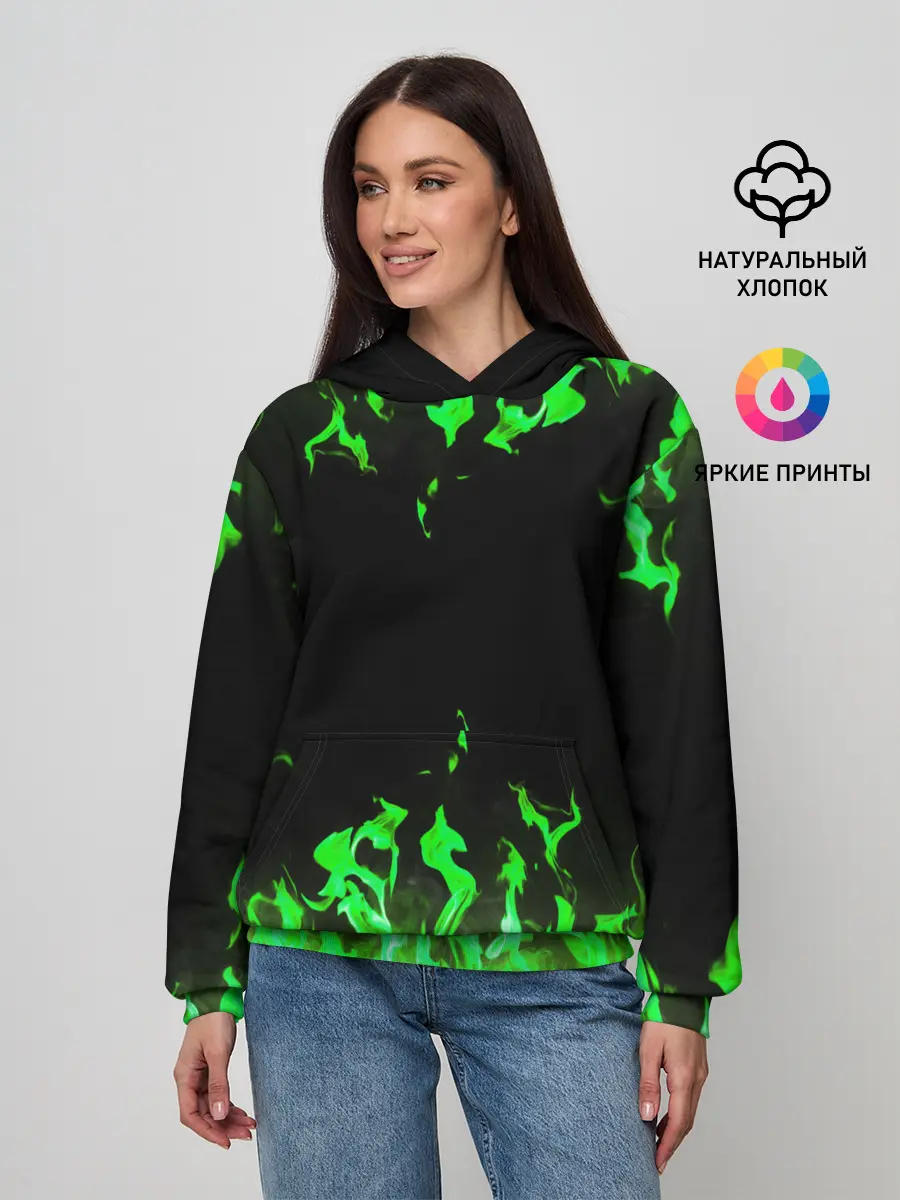 Женское худи / GREEN FIRE | ОГОНЬ