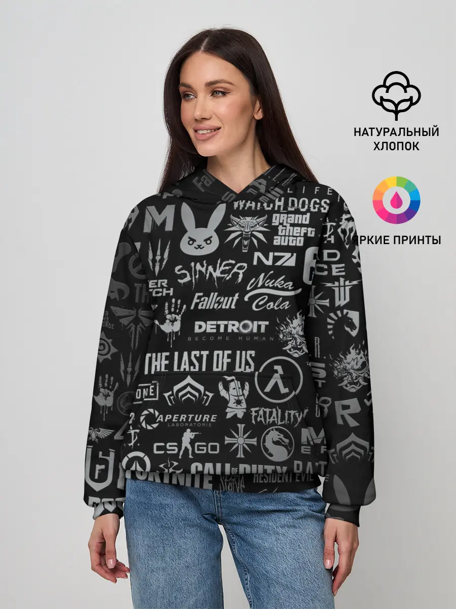 Женское худи / ЛОГОТИПЫ ИГР / LOGO GAMES