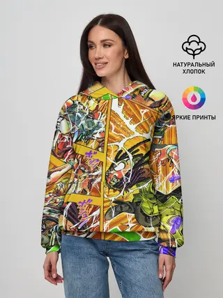 Женское худи / Оранжевый комикс JoJo